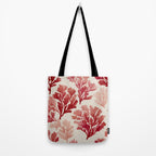 Elegant Red Coral Pattern Tote Bag Gallery Image 2