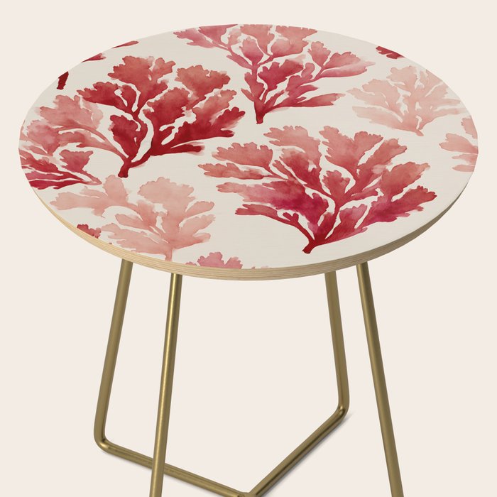 Elegant Red Coral Pattern Side Table Gallery Image 2