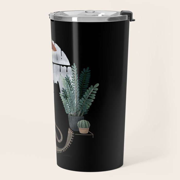 Rainy Day Cats on Black Travel Mug Gallery Image 2