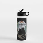 Rainy Day Cats on Black Water Bottle Gallery Image 1