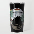 Rainy Day Cats on Black Travel Mug Gallery Image 1