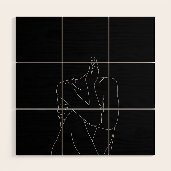 Nude figure illustration - Celina Black Wood Wall Art Gallery Image 1