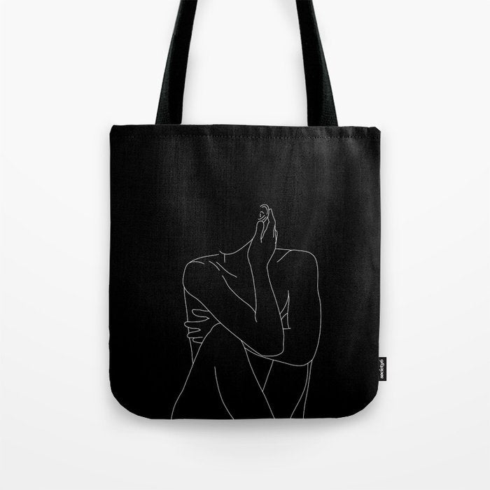 Nude figure illustration - Celina Black Tote Bag Gallery Image 1