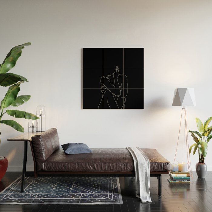 Nude figure illustration - Celina Black Wood Wall Art Gallery Image 2