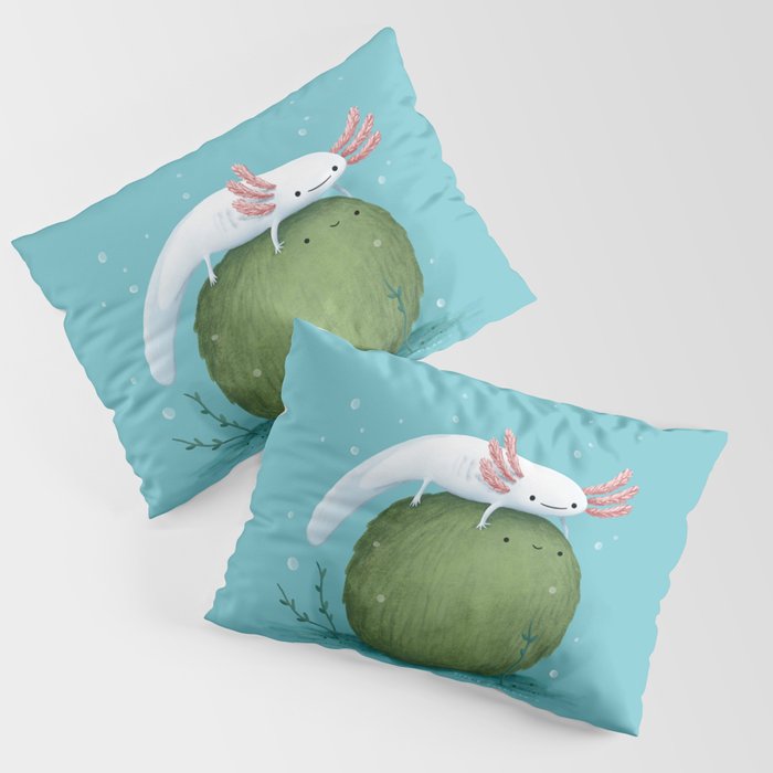 Axolotl on a Mossball Pillow Sham Gallery Image 3