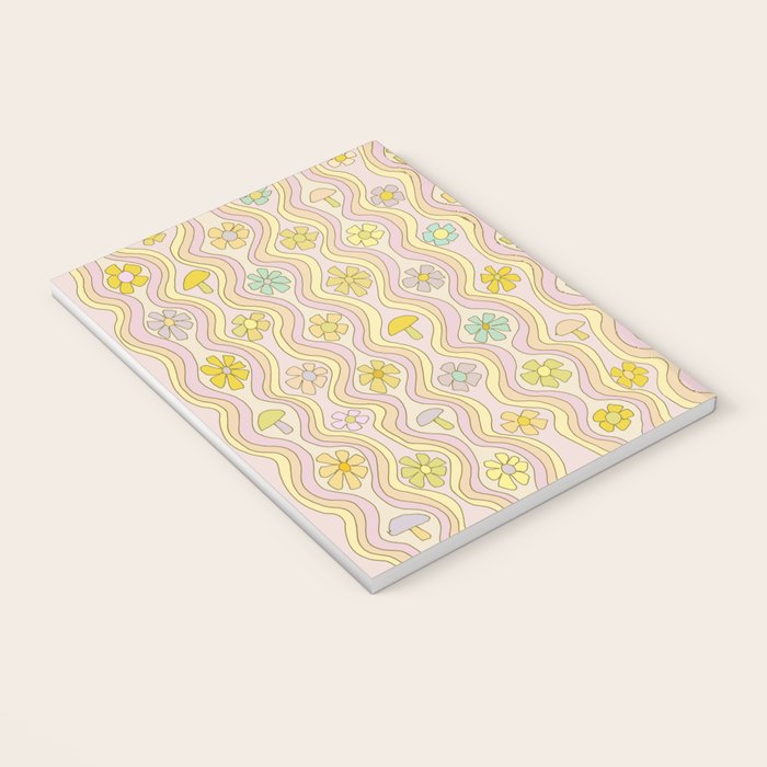 purple haze mushroom flower power wallpaper wiggles // retro art by surfy birdy Notebook Gallery Image 3