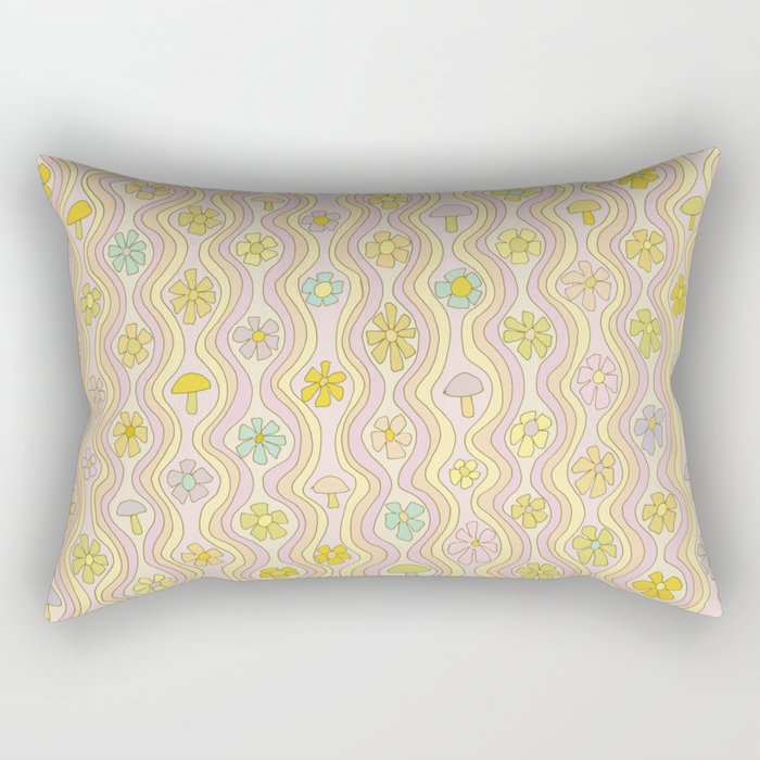 purple haze mushroom flower power wallpaper wiggles // retro art by surfy birdy Rectangular Pillow Gallery Image 2