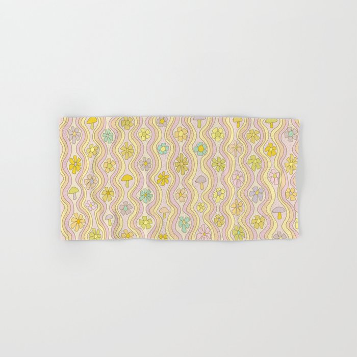 purple haze mushroom flower power wallpaper wiggles // retro art by surfy birdy Bath Towel Gallery Image 1