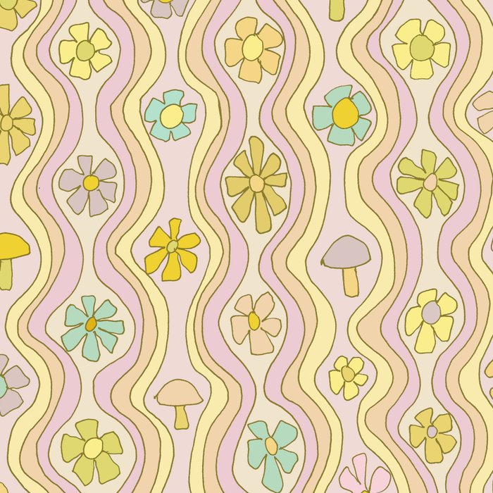 purple haze mushroom flower power wallpaper wiggles // retro art by surfy birdy Coffee Mug Gallery Image 2