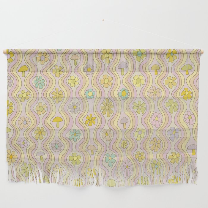 purple haze mushroom flower power wallpaper wiggles // retro art by surfy birdy Wall Hanging Gallery Image 1