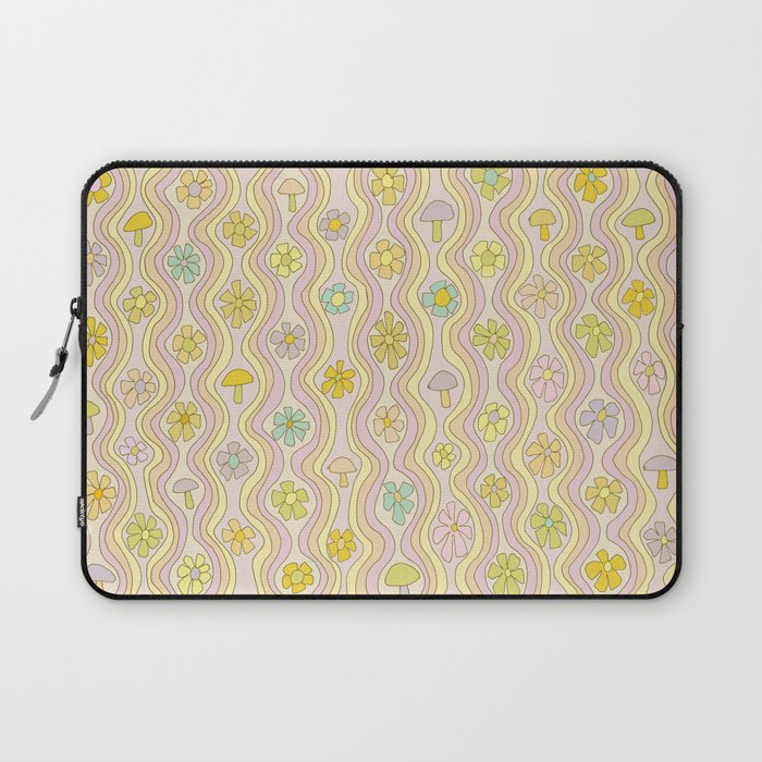 purple haze mushroom flower power wallpaper wiggles // retro art by surfy birdy Laptop Sleeve Gallery Image 1