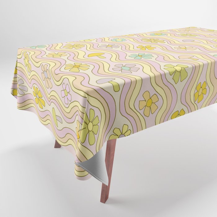 purple haze mushroom flower power wallpaper wiggles // retro art by surfy birdy Tablecloth Gallery Image 1