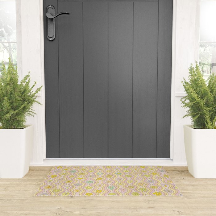purple haze mushroom flower power wallpaper wiggles // retro art by surfy birdy Welcome Mat Gallery Image 3