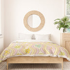purple haze mushroom flower power wallpaper wiggles // retro art by surfy birdy Duvet Cover Gallery Image 3