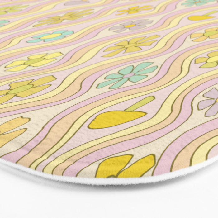 purple haze mushroom flower power wallpaper wiggles // retro art by surfy birdy Bath Mat Gallery Image 3