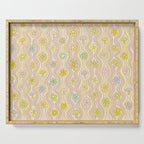 purple haze mushroom flower power wallpaper wiggles // retro art by surfy birdy Serving Tray Gallery Image 1