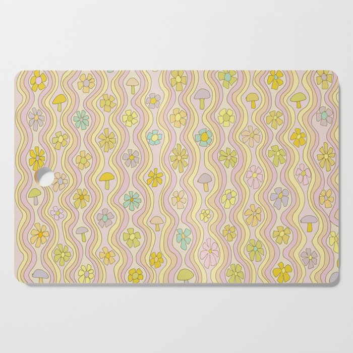 purple haze mushroom flower power wallpaper wiggles // retro art by surfy birdy Cutting Board Gallery Image 1