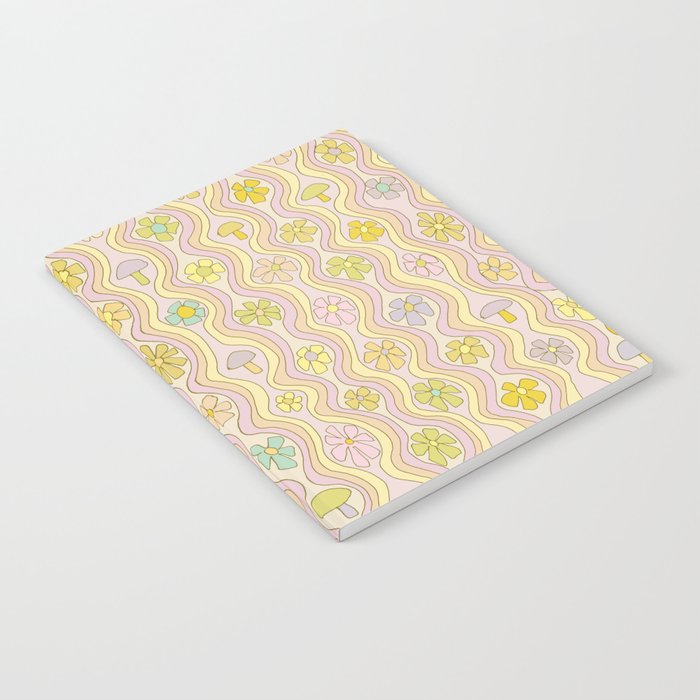 purple haze mushroom flower power wallpaper wiggles // retro art by surfy birdy Notebook Gallery Image 2