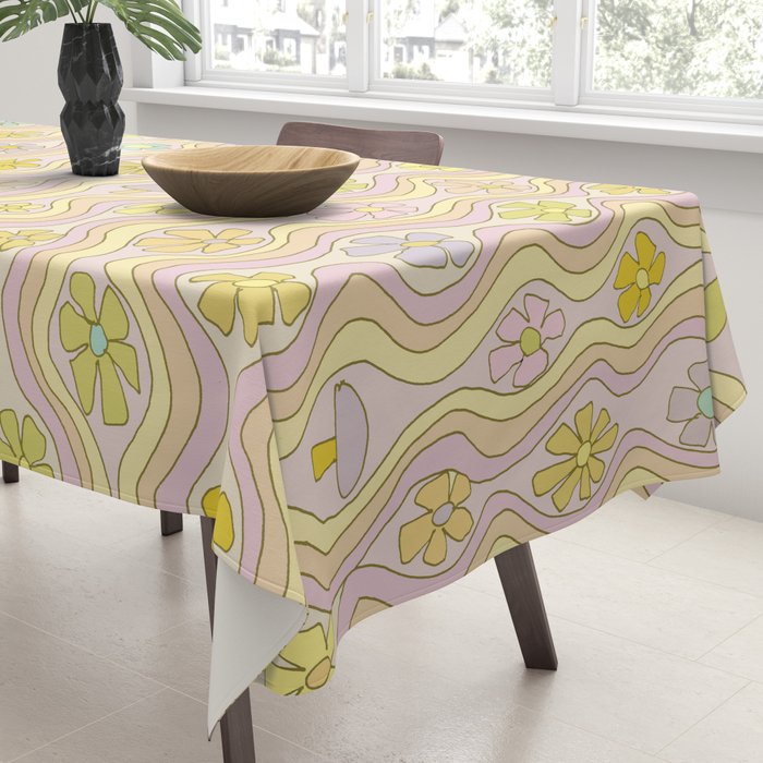 purple haze mushroom flower power wallpaper wiggles // retro art by surfy birdy Tablecloth Gallery Image 3