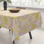 purple haze mushroom flower power wallpaper wiggles // retro art by surfy birdy Tablecloth Gallery Image 3