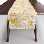 purple haze mushroom flower power wallpaper wiggles // retro art by surfy birdy Table Runner Gallery Image 1