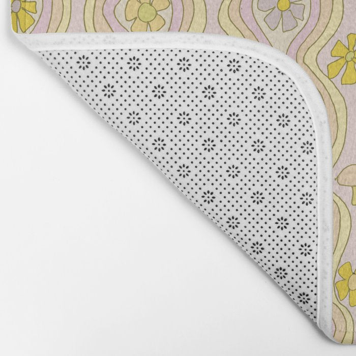 purple haze mushroom flower power wallpaper wiggles // retro art by surfy birdy Bath Mat Gallery Image 2