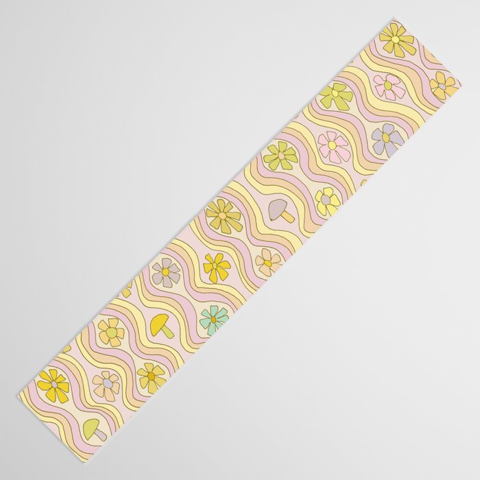 purple haze mushroom flower power wallpaper wiggles // retro art by surfy birdy Table Runner Gallery Image 3