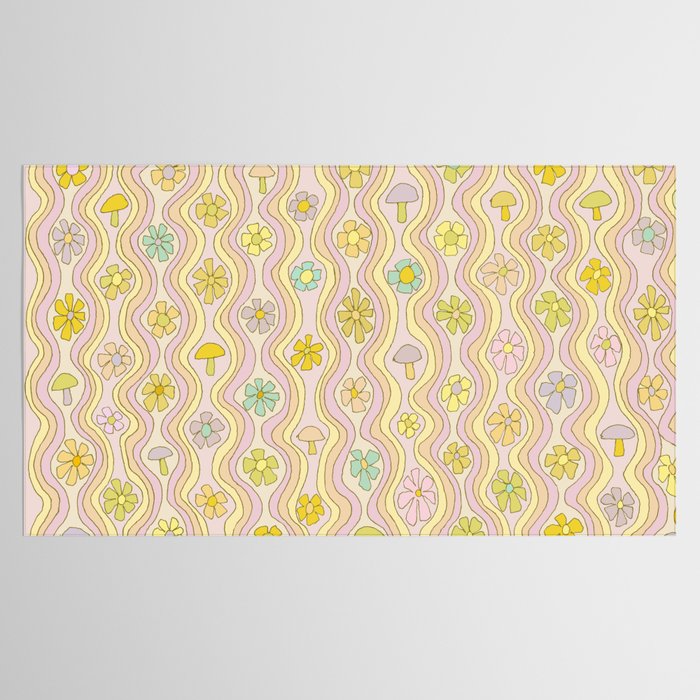 purple haze mushroom flower power wallpaper wiggles // retro art by surfy birdy Tablecloth Gallery Image 2