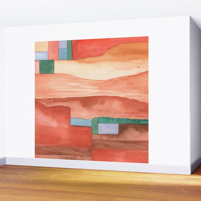 Abstract Desert Landscape Watercolor Wall Mural Gallery Image 2