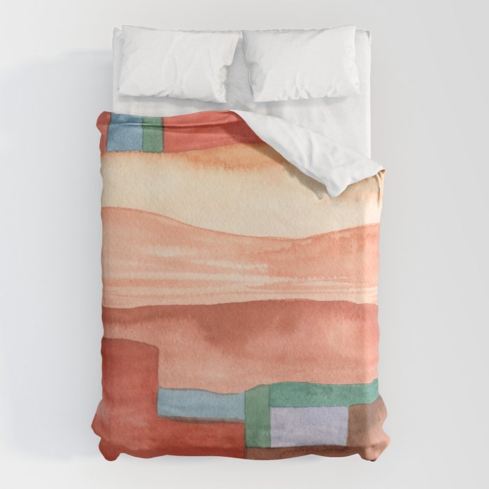 Abstract Desert Landscape Watercolor Duvet Cover Gallery Image 6