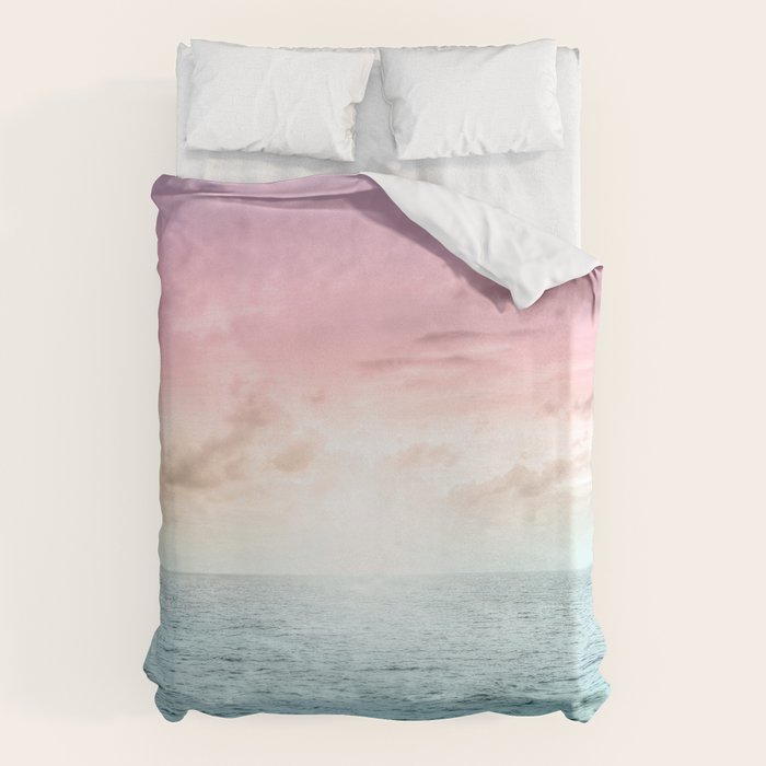 Pastel Beach Sunset Duvet Cover
