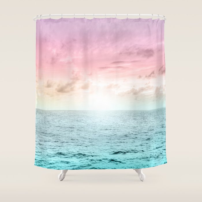 Pastel Beach Sunset Shower Curtain Gallery Image 1