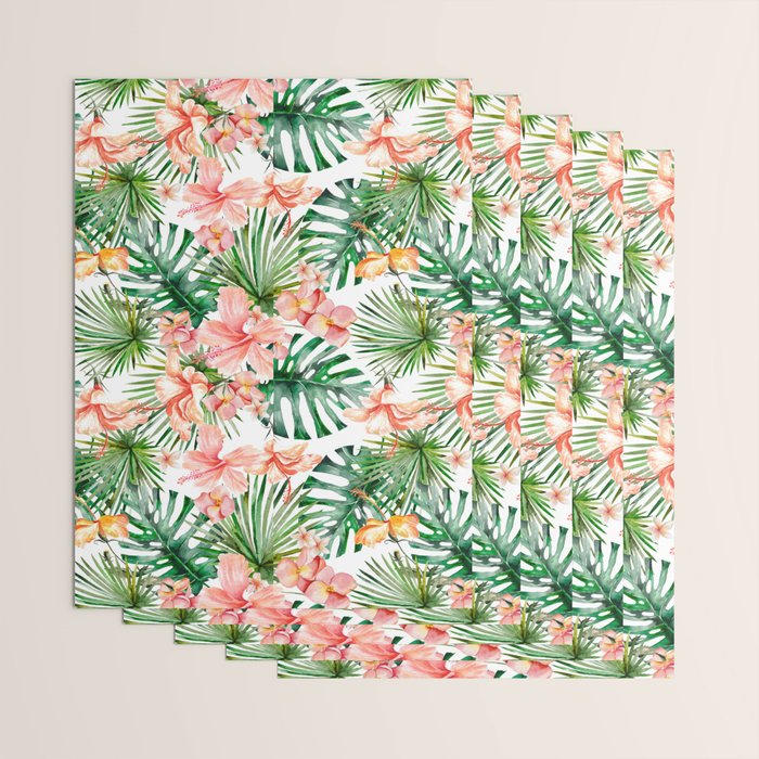 Tropical Jungle Hibiscus Flowers - Floral Wrapping Paper Gallery Image 3