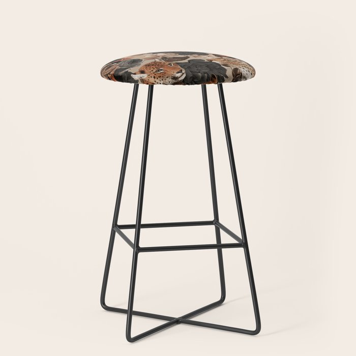 LEOPARD AND FLORAL NIGHT PATTERN Stool Gallery Image 1