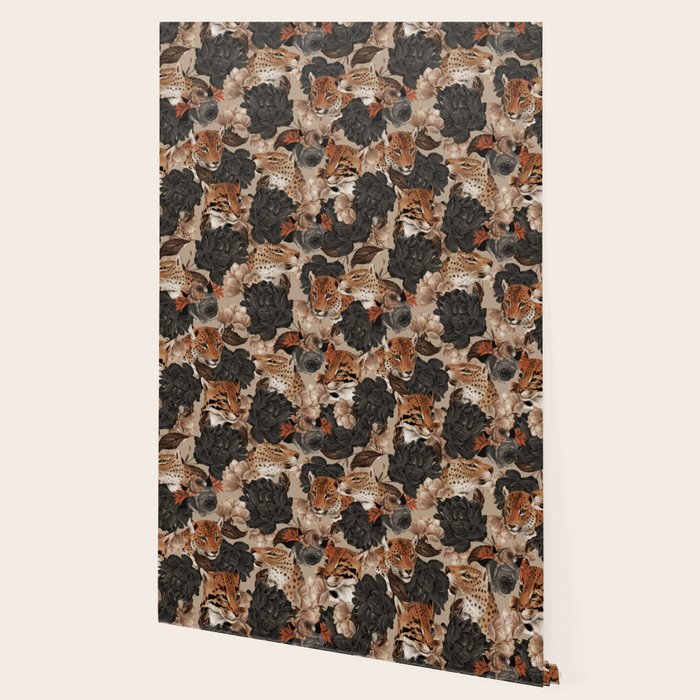 LEOPARD AND FLORAL NIGHT PATTERN Wallpaper Gallery Image 2