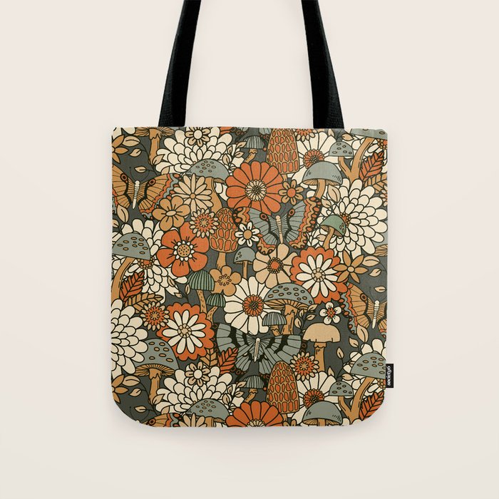 Mushroom Butterfly Garden Tote Bag Gallery Image 1