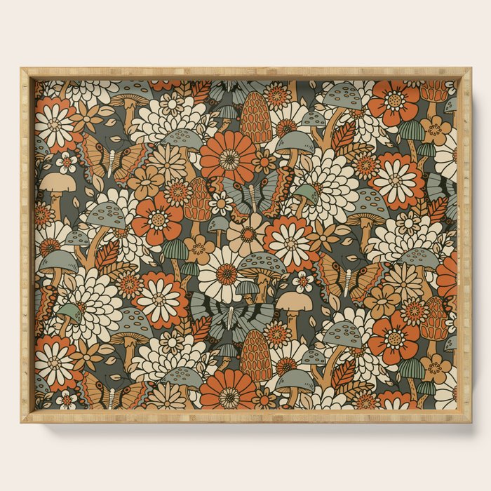 Mushroom Butterfly Garden Serving Tray Gallery Image 1
