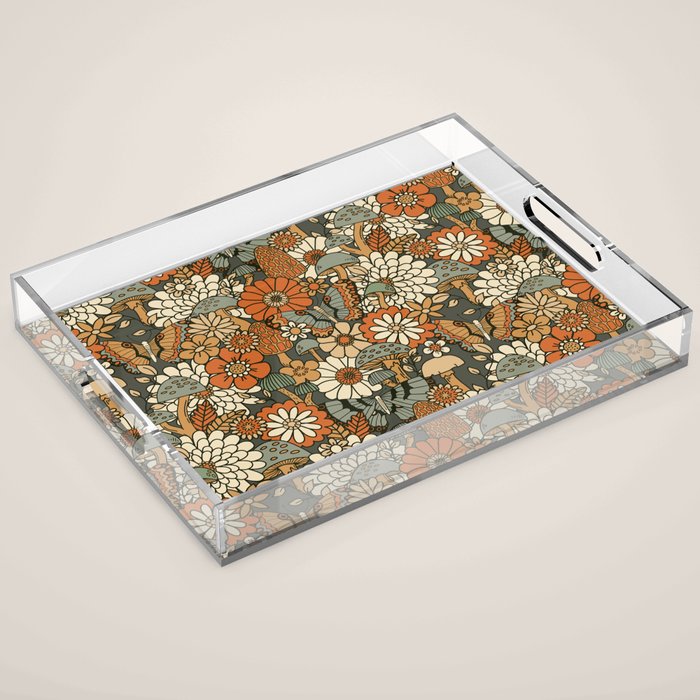 Mushroom Butterfly Garden Acrylic Tray Gallery Image 1