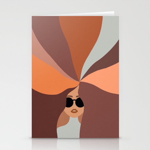 Girl Power - Earthy Rainbow Hair Stationery Card Gallery Image 1