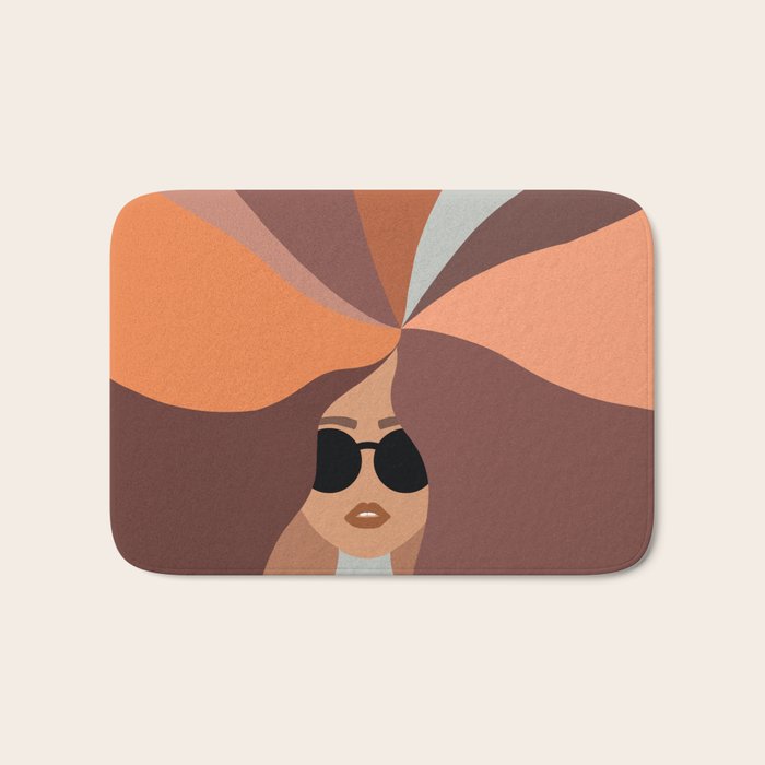 Girl Power - Earthy Rainbow Hair Bath Mat Gallery Image 1