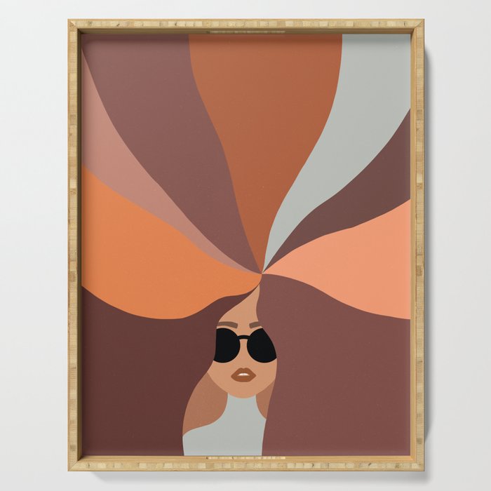 Girl Power - Earthy Rainbow Hair Serving Tray Gallery Image 1