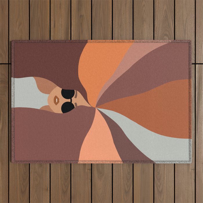Girl Power - Earthy Rainbow Hair Outdoor Rug Gallery Image 1