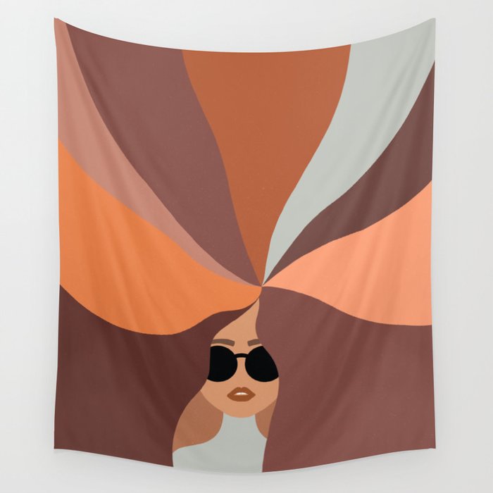 Girl Power - Earthy Rainbow Hair Wall Tapestry Gallery Image 4
