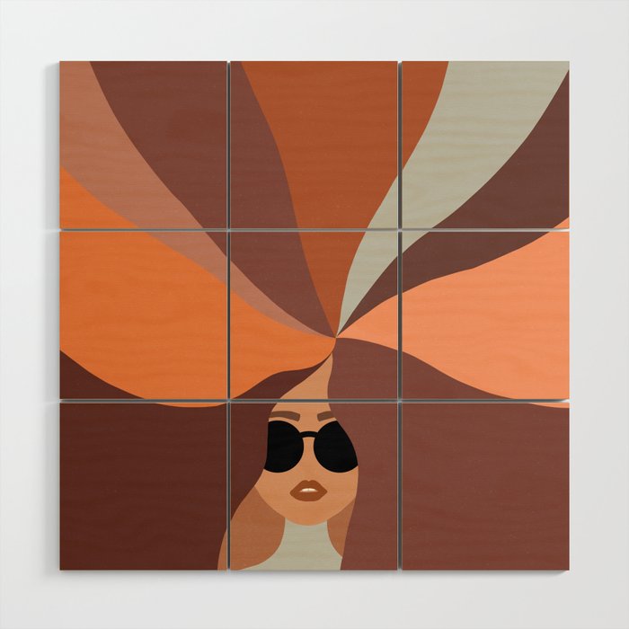 Girl Power - Earthy Rainbow Hair Wood Wall Art Gallery Image 1