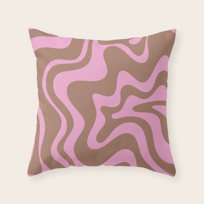 Retro Liquid Swirl Candy Abstract Inspired by PANTONE 17 1230 Color of the Year Mocha Mousse Throw Pillow Gallery Image 6