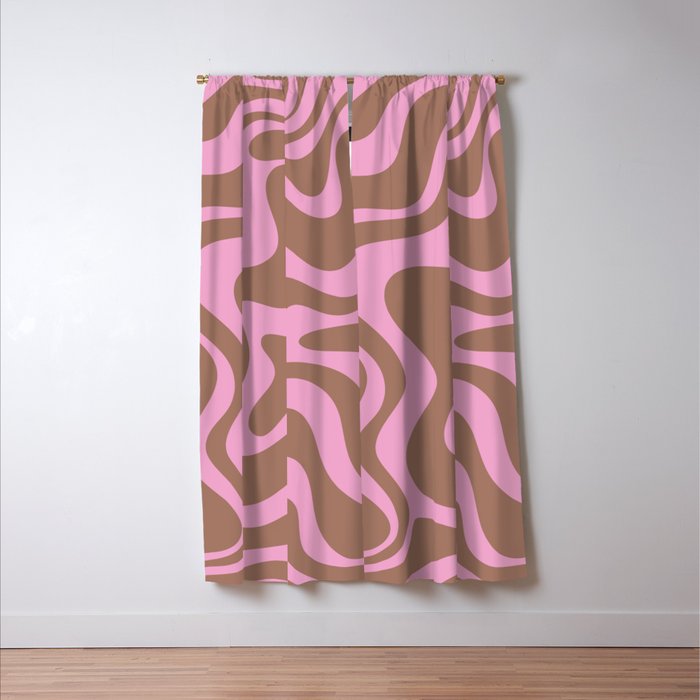 Retro Liquid Swirl Candy Abstract Inspired by PANTONE 17 1230 Color of the Year Mocha Mousse Window Curtain Gallery Image 3