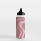 Retro Liquid Swirl Candy Abstract Inspired by PANTONE 17 1230 Color of the Year Mocha Mousse Water Bottle Gallery Image 3
