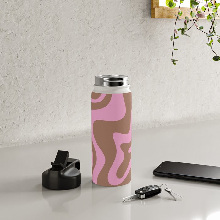 Retro Liquid Swirl Candy Abstract Inspired by PANTONE 17 1230 Color of the Year Mocha Mousse Water Bottle Gallery Image 4