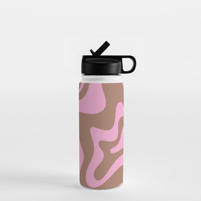 Retro Liquid Swirl Candy Abstract Inspired by PANTONE 17 1230 Color of the Year Mocha Mousse Water Bottle Gallery Image 1