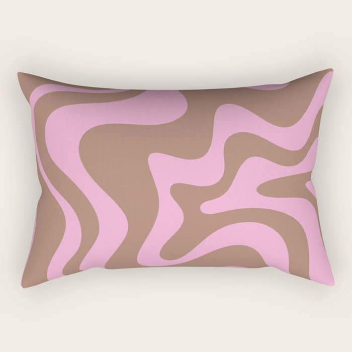 Retro Liquid Swirl Candy Abstract Inspired by PANTONE 17 1230 Color of the Year Mocha Mousse Rectangular Pillow Gallery Image 1